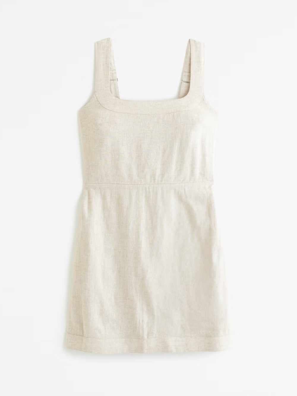 Abercrombie Linen Blend Wide Strap Scoop Neck Mini Dress in Beige - XL